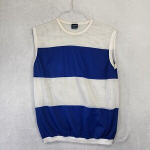 Vintage Indy Knit Blue White Mesh Sleeveless Athletic Jersey Mens XL USA 80s